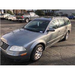 2002 VOLKSWAGEN PASSAT, 4 DR SEDAN, GREY VIN # WVWVD63B62E318527