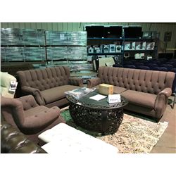 TEXTURED BROWN 3 PCS SOFA, LOVESEAT & CHAIR SET