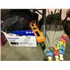 Image 1 : LOT OF SAFETY HARNESS, SAFETY HELMET, UMBRELLAS  & SMALL PICTURE FRAMES