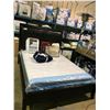 Image 1 : DARK WOOD & LEATHER QUEEN BED FRAME