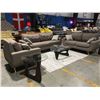 Image 2 : 3 PCS CONTEMPORARY BEIGE UPHOLSTERED RETRO INSPIRED SOFA, LOVESEAT & CHAIR SET