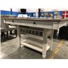 Image 2 : COUNTER HEIGHT TWO TONE DINING TABLE WITH 4 DRAWERS & PEDESTAL SHELVING WITH WINE STORAGE