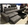 Image 2 : 2 PCS GREY MICRO FIBER UPHOLSTERED SECTIONAL SOFA WITH UNDER LOUNGER STORAGE & PULL OUT SLEEPER