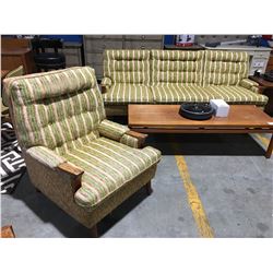 2 PCS MID CENTURY  MODERN SOFA & CHAIR SET - UPHOLSTERY SHOWS SOME WEAR & TEAR