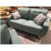 Image 2 : 3 PCS CONTEMPORARY MODERN RETRO INSPIRED MINT GREEN UPHOLSTERED SOFA, LOVE SEAT & CHAIR SET
