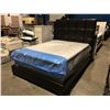 Image 2 : QUEEN SIZE BROWN LEATHER BED - HEADBOARD, FOOTBOARD & RAILS
