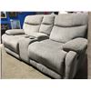Image 2 : GREY UPHOLSTERED RECLINING SOFA WITH CENTER CONSOLE ( TEAR BOTTOM FOOT REST LEFT SIDE)