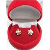 Image 2 : 14KT CUBIC ZIRCONIA EARRINGS WITH MOTHER OF PEARL FLOWER JACKET 2 IN 1 EARRINGS. RETAIL $200