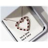 Image 2 : STERLING SILVER NATURAL GARNET HEART SHAPED PENDANT NECKLACE WITH CHAIN. RETAIL $250
