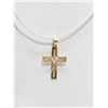 Image 2 : 10KT GOLD CROSS PENDANT ON HIGH FASHION CORD. RETAIL $300