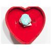 Image 2 : STERLING SILVER ARIZONA TURQUOISE WITH 14 DIAMOND RING. RETAIL $400