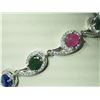Image 2 : STERLING SILVER GENUINE RUBY SAPPHIRE EMERALD CZ BRACELET. RETAIL $400
