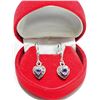 Image 2 : STERLING SILVER AMETHYST MARCASITE HEART SHAPED LEVER BACK EARRING. RETAIL $120