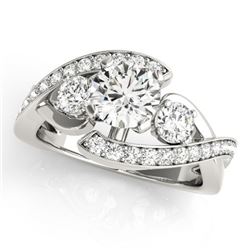 2.26 CTW Certified VS/SI Diamond Bypass Solitaire Ring 18K White Gold - REF-635K8R - 27672