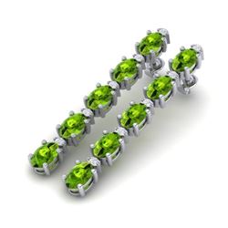 15.47 CTW Peridot & VS/SI Certified Diamond Earringsgold 10K White Gold - REF-107H5W - 29485