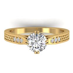 1.22 CTW Certified VS/SI Diamond Solitaire Art Deco Ring 14K Yellow Gold - REF-355X3T - 30509