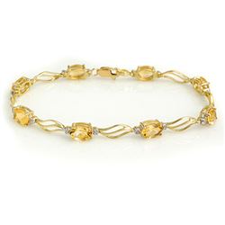 6.02 CTW Citrine & Diamond Bracelet 10K Yellow Gold - REF-34N8Y - 10803