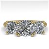 Image 1 : 2.0 CTW Cushion Cut VS/SI Diamond 3 Stone Designer Ring 18K Yellow Gold - REF-390N2Y - 32476