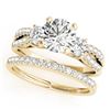 Image 1 : 1.96 CTW Certified VS/SI Diamond 3 Stone 2Pc Wedding Set 14K Yellow Gold - REF-521N6Y - 32047