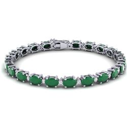 23.5 CTW Emerald & VS/SI Certified Diamond Eternity Bracelet 10K White Gold - REF-143Y6N - 29366