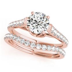 1.58 CTW Certified VS/SI Diamond Solitaire 2Pc Wedding Set 14K Rose Gold - REF-222N9Y - 31683