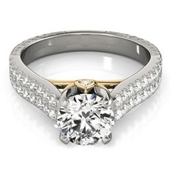 2.11 CTW Certified VS/SI Diamond Pave Ring 18K White & Yellow Gold - REF-606W5H - 28106