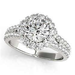2.01 CTW Certified VS/SI Diamond Solitaire Halo Ring 18K White Gold - REF-421H6W - 26700