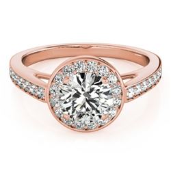 1.45 CTW Certified VS/SI Diamond Solitaire Halo Ring 18K Rose Gold - REF-378R9K - 26567