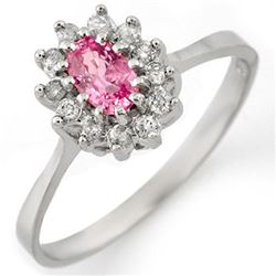 0.60 CTW Pink Sapphire & Diamond Ring 18K White Gold - REF-39N3Y - 11287