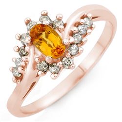 0.55 CTW Yellow Sapphire & Diamond Ring 14K Rose Gold - REF-29F8M - 10275