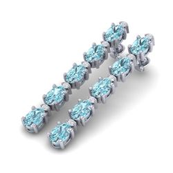 15.47 CTW Skt Blue Topaz & VS/SI Certified Diamond Earrings 10K White Gold - REF-74X8T - 29494