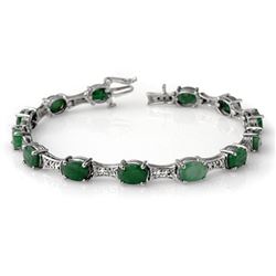 11.04 CTW Emerald & Diamond Bracelet 14K White Gold - REF-135F6M - 14052