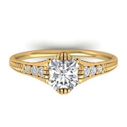 1.25 CTW Certified VS/SI Diamond Solitaire Art Deco Ring 14K Yellow Gold - REF-347T3X - 30524