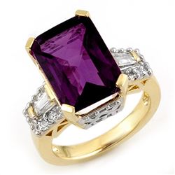 9.55 CTW Amethyst & Diamond Ring 10K Yellow Gold - REF-71H3W - 11752