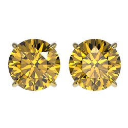 3 CTW Certified Intense Yellow SI Diamond Solitaire Stud Earrings 10K Yellow Gold - REF-514T2X - 331