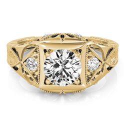 0.60 CTW Certified VS/SI Diamond Solitaire Antique Ring 18K Yellow Gold - REF-114M5F - 27239