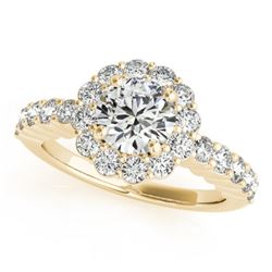 1.75 CTW Certified VS/SI Diamond Solitaire Halo Ring 18K Yellow Gold - REF-408K4R - 26846