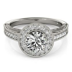 1.5 CTW Certified VS/SI Diamond Solitaire Halo Ring 18K White Gold - REF-485W6H - 26524