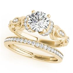 1.4 CTW Certified VS/SI Diamond Solitaire 2Pc Wedding Set Antique 14K Yellow Gold - REF-384M8F - 314