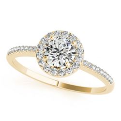 1 CTW Certified VS/SI Diamond Solitaire Halo Ring 18K Yellow Gold - REF-185X3T - 26352