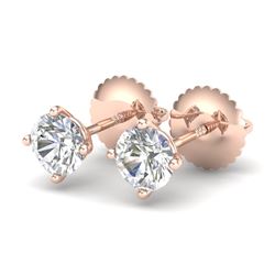 0.65 CTW VS/SI Diamond Solitaire Art Deco Stud Earrings 18K Rose Gold - REF-97X3T - 37296