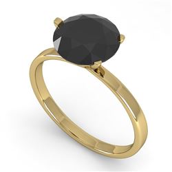 2.0 CTW Black Certified Diamond Engagement Ring Martini 14K Yellow Gold - REF-59T5X - 38342