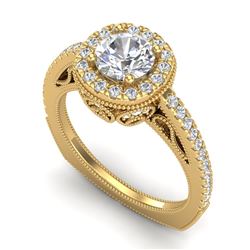 1.55 CTW VS/SI Diamond Solitaire Art Deco Ring 18K Yellow Gold - REF-263T6X - 37117