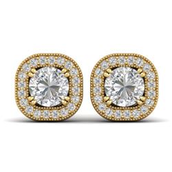 1.35 CTW Certified VS/SI Diamond Stud Micro Halo Earrings 14K Yellow Gold - REF-177X3T - 30434