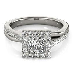1.25 CTW Certified VS/SI Princess Diamond Solitaire Halo Ring 18K White Gold - REF-259T8X - 27198