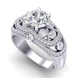 2 CTW VS/SI Diamond Solitaire Art Deco Ring 18K White Gold - REF-581W8H - 37112