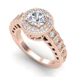 1.53 CTW VS/SI Diamond Solitaire Art Deco Ring 18K Rose Gold - REF-454K5R - 36960