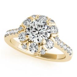 1.55 CTW Certified VS/SI Diamond Solitaire Halo Ring 18K Yellow Gold - REF-175H8W - 26669