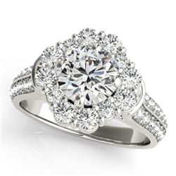 2 CTW Certified VS/SI Diamond Solitaire Halo Ring 18K White Gold - REF-270R2K - 26706