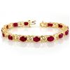 Image 1 : 16.05 CTW Ruby & Diamond Bracelet 10K Yellow Gold - REF-63Y3N - 10479